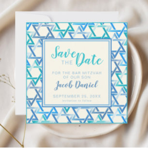 Bar Mitswa ster van David Flat Save The Date Kaart