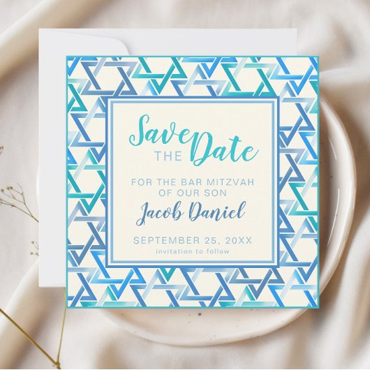 Bar Mitswa ster van David Flat Save The Date Kaart