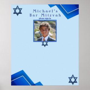 Bar Mitswa Ster van David Modern Blauwe Geometrisc Poster