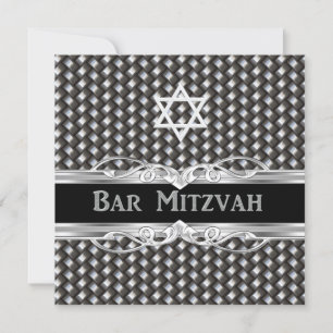 Bar Mitswa ster zwart zilver metaal jongen Kaart