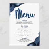 Bar Mitswa Stout Modern Navy Blauwe Agate Script Menu (Voorkant)