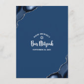 Bar Mitswa Stout Modern Navy Blauwe Agate Script Menu (Achterkant)