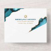Bar Mitswa Stout Moderne Turquoise Agaat Script All In One Uitnodiging (Achterkant)