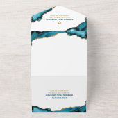 Bar Mitswa Stout Moderne Turquoise Agaat Script All In One Uitnodiging (Buitenkant)