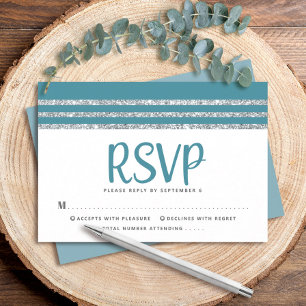 Bar Mitswa Teal Zilver Tallit Script Modern Vet RSVP Kaartje