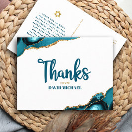 Bar Mitswa Turquoise Agate Krachtig Schrift Bedank Briefkaart