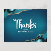 Bar Mitswa Turquoise Agate Ombre Script Bedankt Briefkaart (Voorkant)