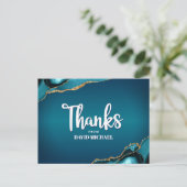 Bar Mitswa Turquoise Agate Ombre Script Bedankt Briefkaart (Staand voorkant)
