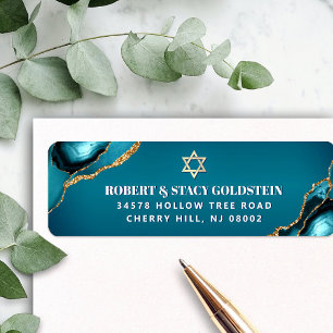 Bar Mitswa Turquoise Ombre Agate Retouradres Etiket