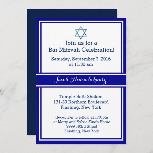 Bar Mitswa Uitnodiging (Voorkant / Achterkant)