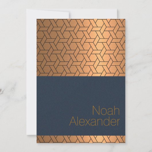 Bar Mitswa Uitnodiging Blauw Goud Magen David (Voorkant)