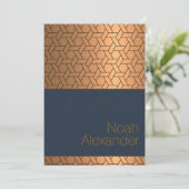 Bar Mitswa Uitnodiging Blauw Goud Magen David (Staand voorkant)