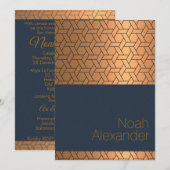 Bar Mitswa Uitnodiging Blauw Goud Magen David (Voorkant / Achterkant)