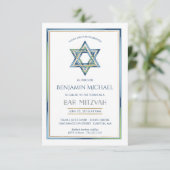 Bar Mitswa Uitnodiging - Davidster met goud (Staand voorkant)