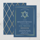 Bar Mitswa Uitnodiging - Davidster met goud (Voorkant / Achterkant)