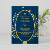 Bar Mitswa uitnodiging ECHT FOLIE Boom des Levens  (Staand Voorkant)