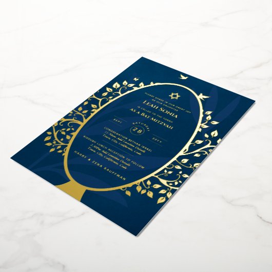 Bar Mitswa uitnodiging ECHT FOLIE Boom des Levens  (Gedraaid)