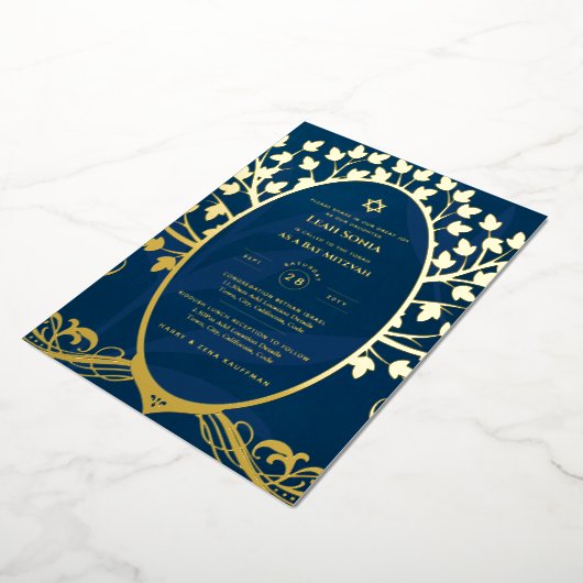 Bar Mitswa uitnodiging ECHT FOLIE Boom des Levens  (Gedraaid)