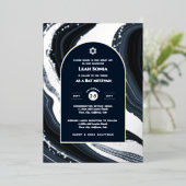 Bar Mitswa uitnodiging echte folie agaat goud blau (Staand Voorkant)