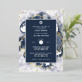 Bar Mitswa uitnodiging Echte Folie Agate Goud Blau (Staand Voorkant)