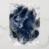 Bar Mitswa uitnodiging Echte Folie Agate Goud Blau (Achterkant)