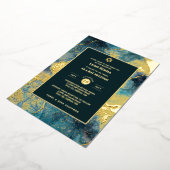 Bar Mitswa uitnodiging Echte Folie Agate Goud Blau (Gedraaid)