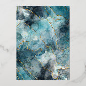 Bar Mitswa uitnodiging Echte Folie Agate Goud Blau (Achterkant)