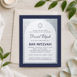 Bar Mitswa uitnodiging in navyblauw en zilver, goe