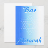 Bar Mitswa uitnodiging met davidster en chai (Voorkant / Achterkant)