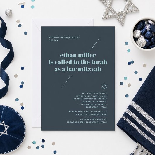 Bar Mitswa uitnodiging modern minimalistisch