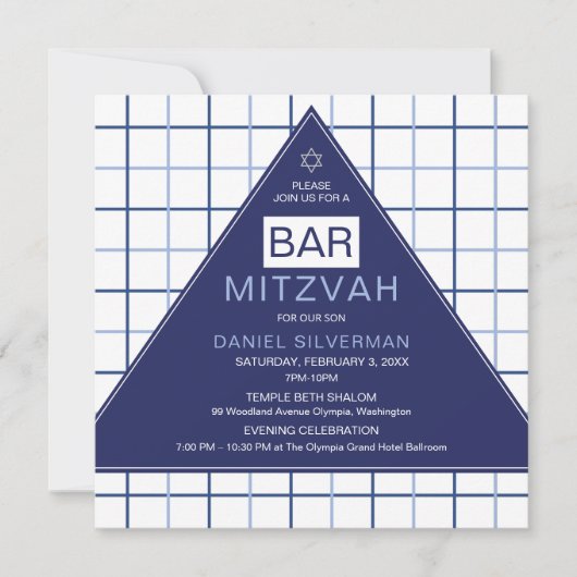 Bar Mitswa uitnodiging moderne geometrische (Voorkant)