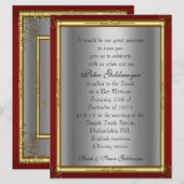 Bar Mitswa uitnodiging Rood zilver (Voorkant / Achterkant)