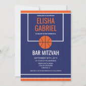 Bar Mitswa Uitnodiging Vintage Basketbal (Voorkant)