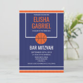 Bar Mitswa Uitnodiging Vintage Basketbal (Staand voorkant)