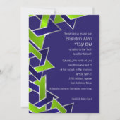 Bar Mitswa Zilver Blauw Limegroene Ster van David Kaart (Voorkant)