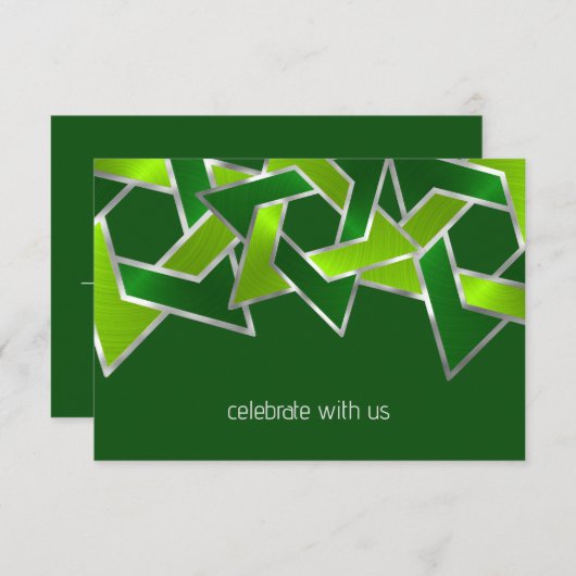 Bar Mitswa Zilver Lime Groene Ster van David Kaart (Voorkant / Achterkant)