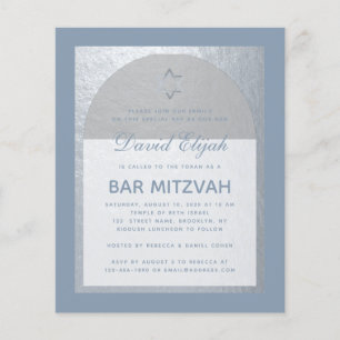 Bar Mitswa Zilveren Stof Blauw Budget Uitnodiging