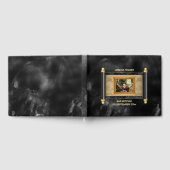 Bar mitswa zwart marmer goud scroll elegante foto gastenboek