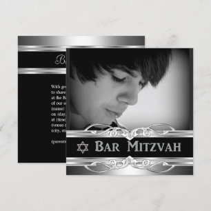 Bar Mitswa Zwart Zilveren Metaal man 2 Kaart