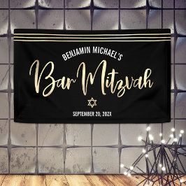 Bar Mitswa Zwarte Gouden Folie Schrift Tallit Mode Spandoek