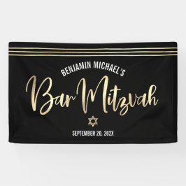 Bar Mitswa Zwarte Gouden Folie Schrift Tallit Mode Spandoek