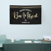 Bar Mitswa Zwarte Gouden Folie Script Tallit Moder Spandoek (Beurs)
