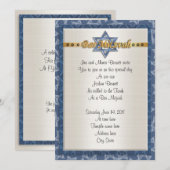 Bar Mitvah uitnodiging formeel blauw (Voorkant / Achterkant)