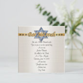 Bar Mitvah uitnodiging formele blauwe Davidster (Staand voorkant)