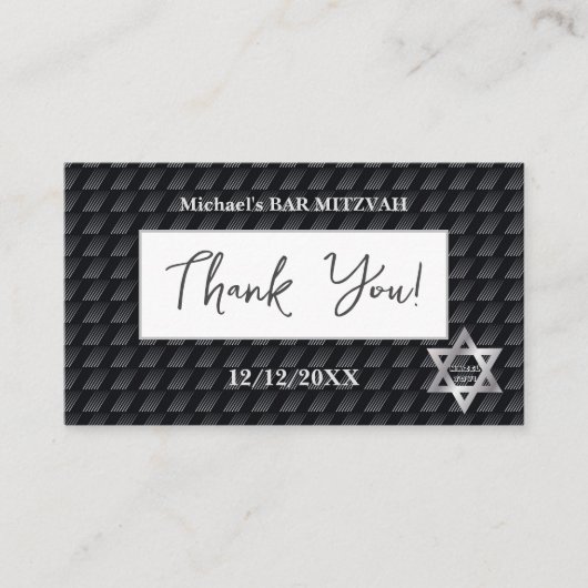 Bar Mitzvah 20XX 13e verjaardag "Dank je" Hebreeuw Visitekaartje (Voorkant)