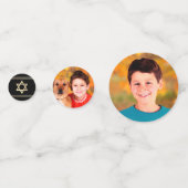 Bar Mitzvah 2 Foto Zwart Goud Tallit Script vet Confetti (Voorkanten)