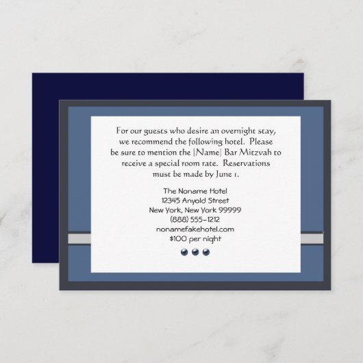 Bar Mitzvah - aangepaste accommodatiekaarten Informatiekaartje (Voorkant / Achterkant)