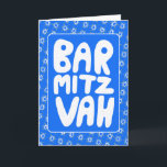 BAR MITZVAH Aanpasbaar Ster van David-patroon  Kaart<br><div class="desc">Handgetekende tekst en sterpatroon door mij voor jou. Voeg je eigen tekst toe aan de binnenkant van de kaart. Voor meer ontwerpen en kleuren, kijk in mijn winkel! Of laat me weten of je iets op maat wilt. Ik heb ook bijpassend inpakpapier en natuurlijk zowel Bar- als Bat Mitzvah-versies! Vraag...</div>