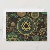 Bar Mitzvah Abstract Design Groen Kaart (Achterkant)