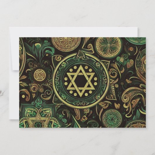 Bar Mitzvah Abstract Design Groen Kaart (Achterkant)